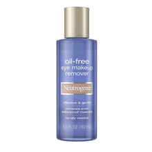 Load image into Gallery viewer, Roll over image to zoom in Neutrogena Oil-Free Liquid Eye Makeup Remover, Residue-Free, Non-Greasy, Gentle & Skin-Soothing Makeup Remover Solution with Aloe & Cucumber Extract for Waterproof